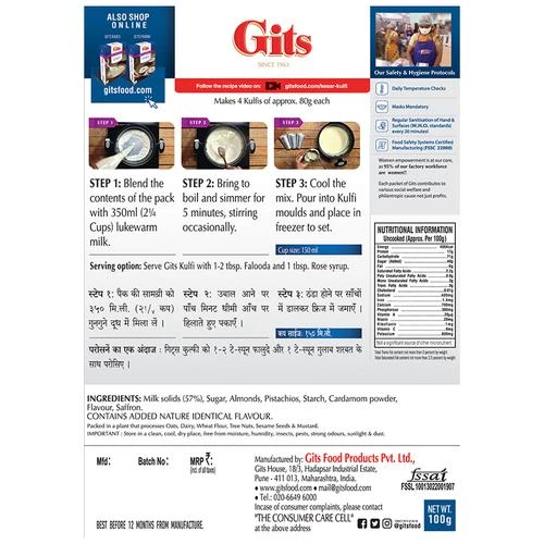 Gits Dessert Mix - Kesar Kulfi, 100 g (Get Kulfi Moulds Free)-2.webp